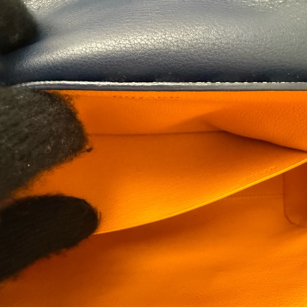 NEW Goyard Saigon Souple Mini Bag Navy Blue Goyardine Palladium Top Handle Bag - Picture 12 of 13